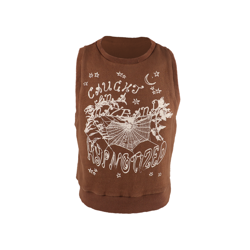 Brown Hypnotized Knit Sweater Vest